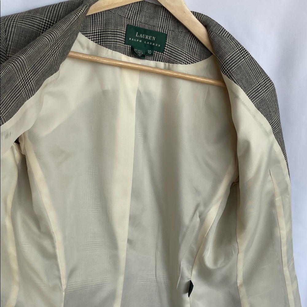 Ralph Lauren Houndstooth Linen Wool Blazer Size 10 - Picture 12 of 12